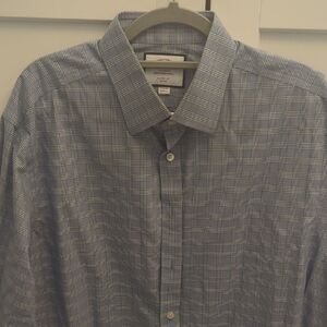 Charles Tyrwhitt men’s dress shirt | blue green & white plaid button-up business